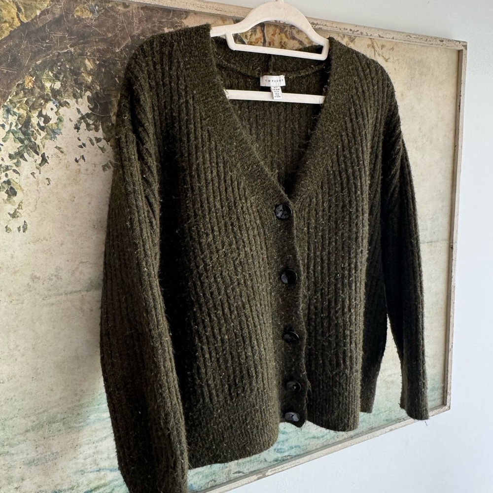 Topshop Dark Green Cardigan